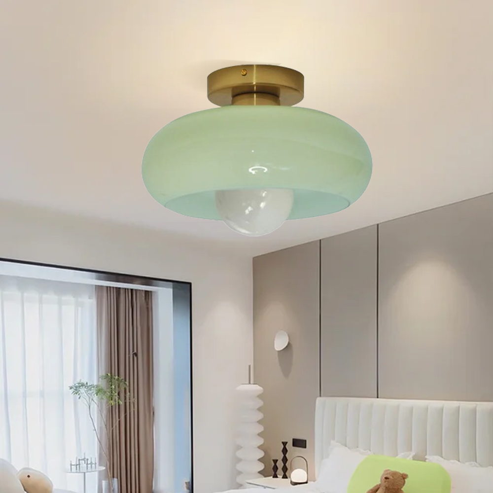 Retro Balcony Room Glass Ceiling Lamp Medievil Entrance Hall Bauhaus Corridor Aisle Study Light Fixture