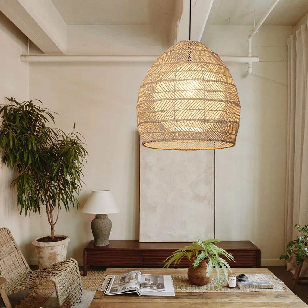 Luminaria Rattan Basket Pendant Light ampshade Simple Basket Rattan Chandelier