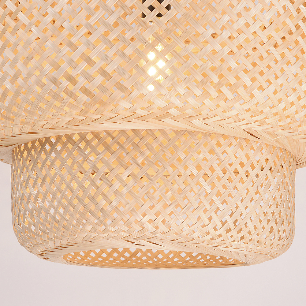 Natural wicker bamboo pendant light fixture restaurant dining room decor lamp shade