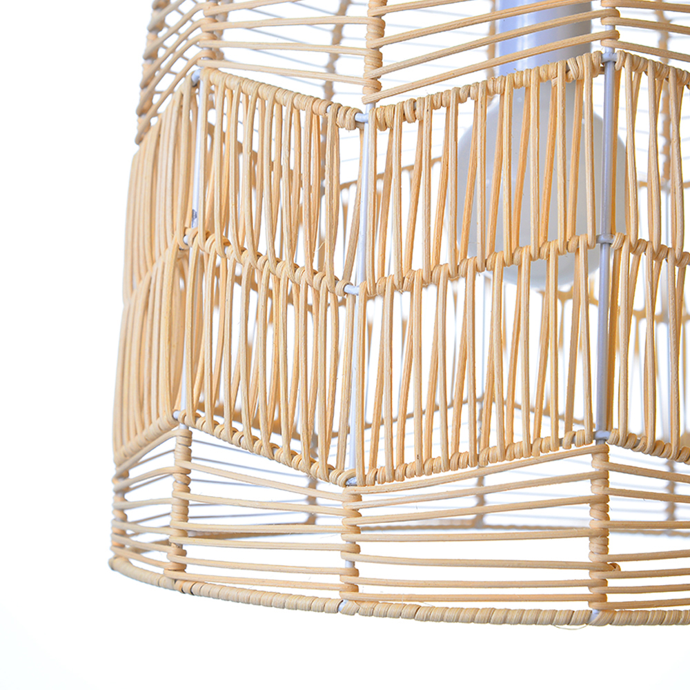 Boho ceiling light fixture farmhouse natural hand woven rattan pendant lamp shade