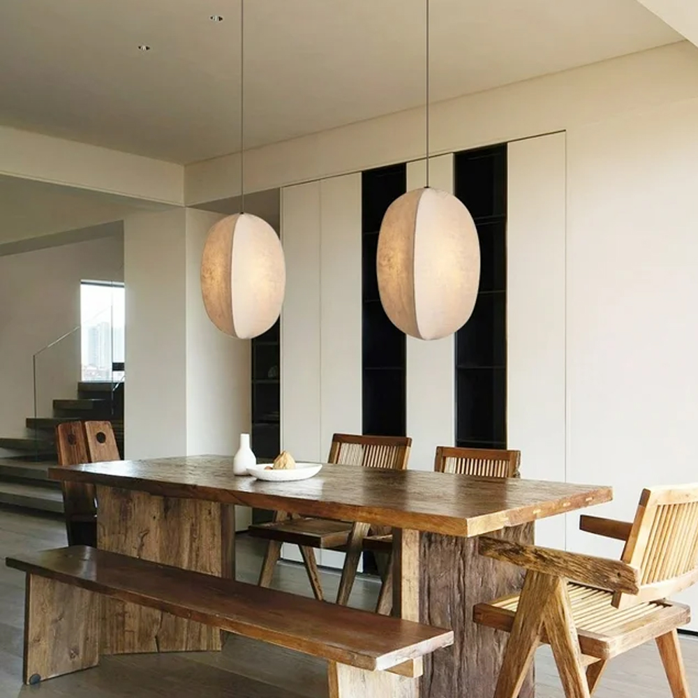 Wabi-sabi Style Living Room Fabric Chandelier Japanese Homestay Light Fixture