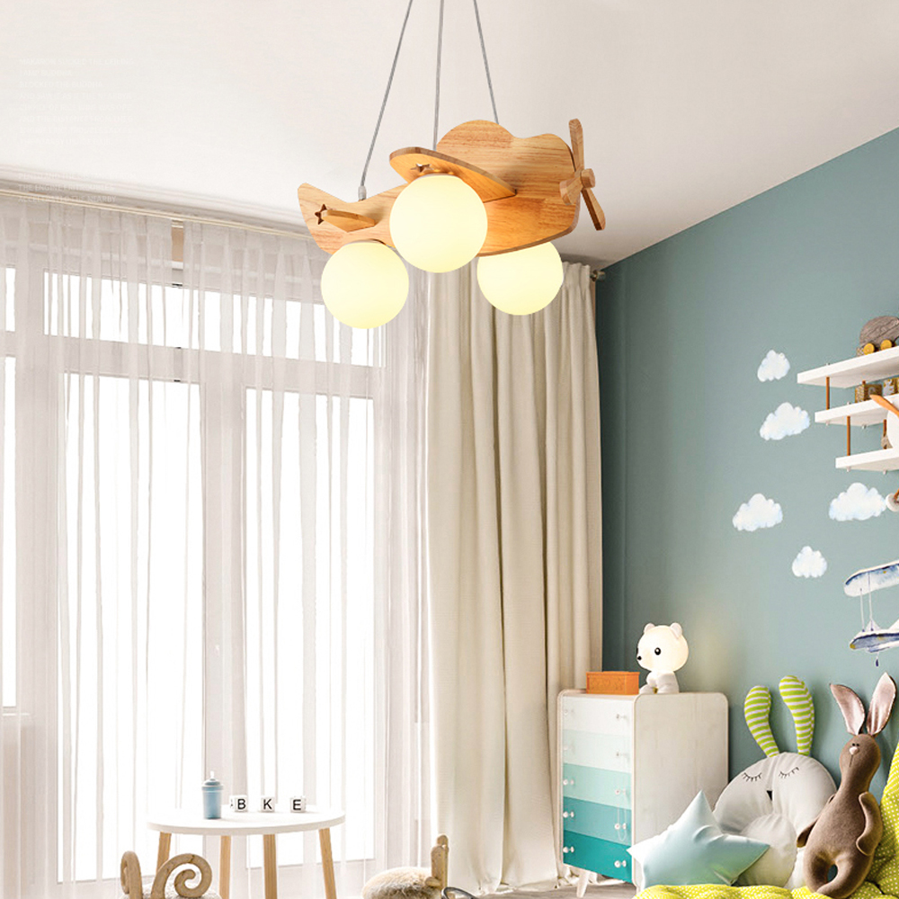 Creative Nordic Wooden Aircraft Lamp Children's Room Boys' Bedroom room Ceiling Light