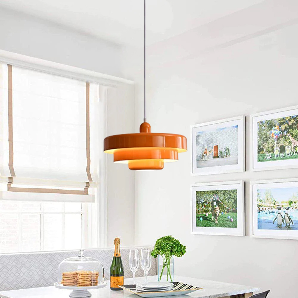 Classic Orange Metal Pendant Light Mid-Century Modern Green Bauhaus Mini Chandelier