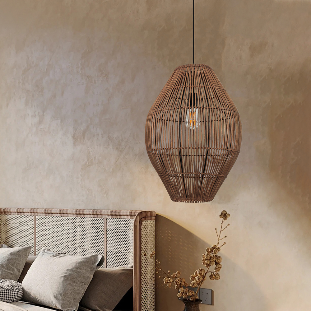 Wabi-sabi Retro Rattan Chandelier Living Room Restaurant Ancient Pendant Lamp