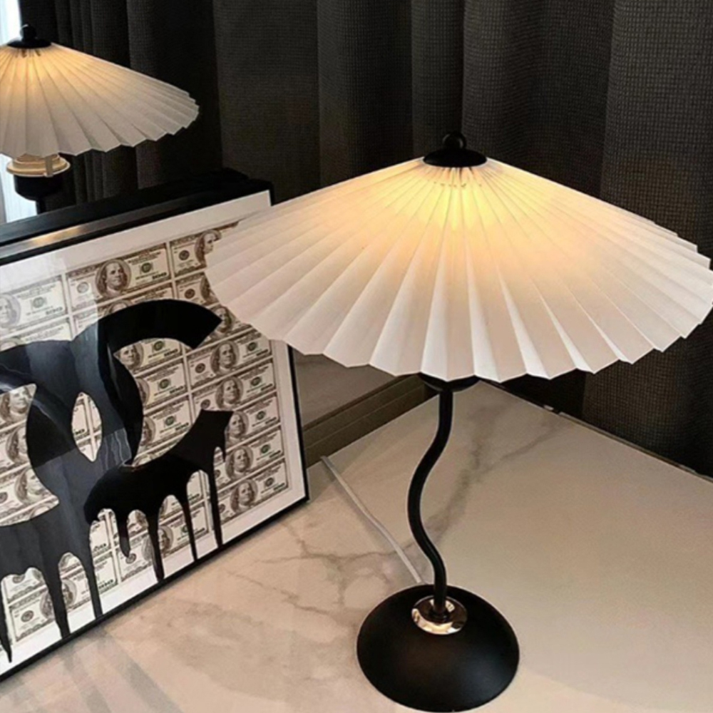 Nordic Simple Fabric Table Lamp Household Pleated Night Light