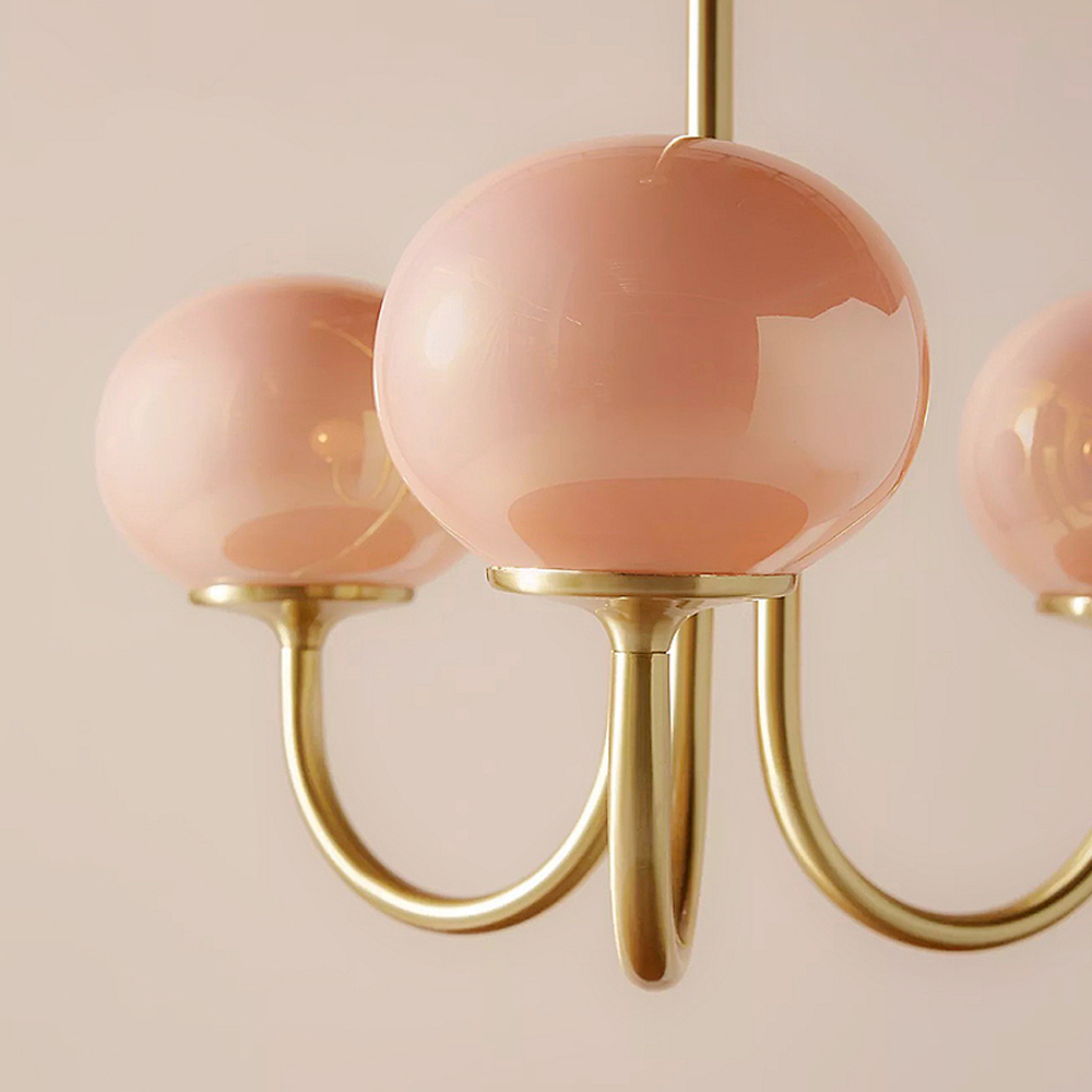 Bauhaus Living Room Chandelier Luxury Cream Pink Glass Pendant Light