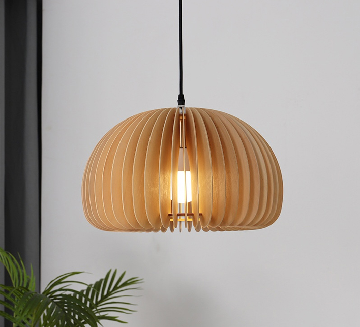 Restaurant Decorative Lamps Nordic Solid Wooden Pendant Light Pumpkin Chandelier