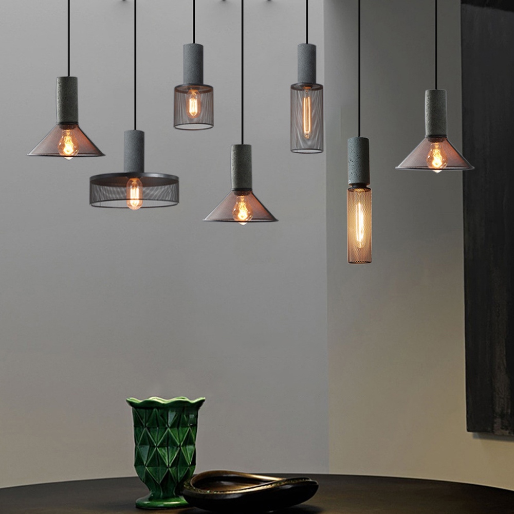 Industrial Style Pendant Lamps Nordic Restaurant Cement Hollow Metal Chandelier