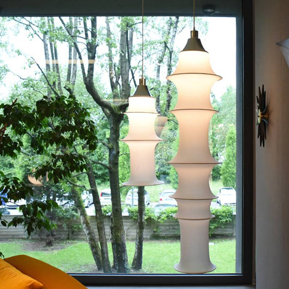 Nordic Fabric Chandelier Tatami Bamboo-shape Long Lantern Lighting Fixture
