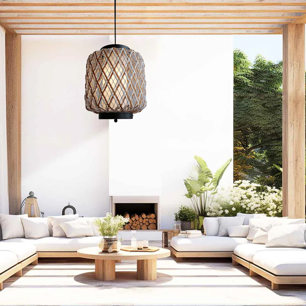 Outdoor Waterproof Lantern Chandelier Garden Balcony Rattan Decorative Lamps