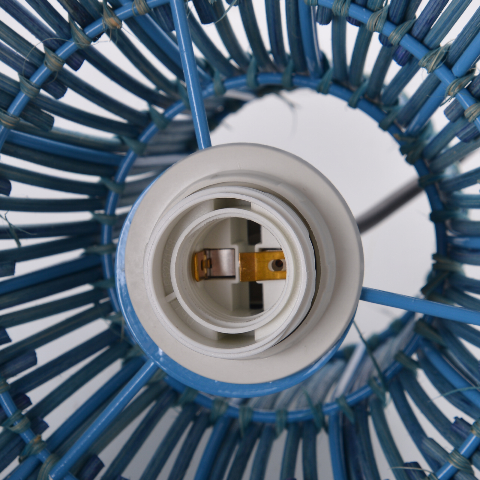 Simply Courtland Blue Rattan Pendant Light For Kitchen Island