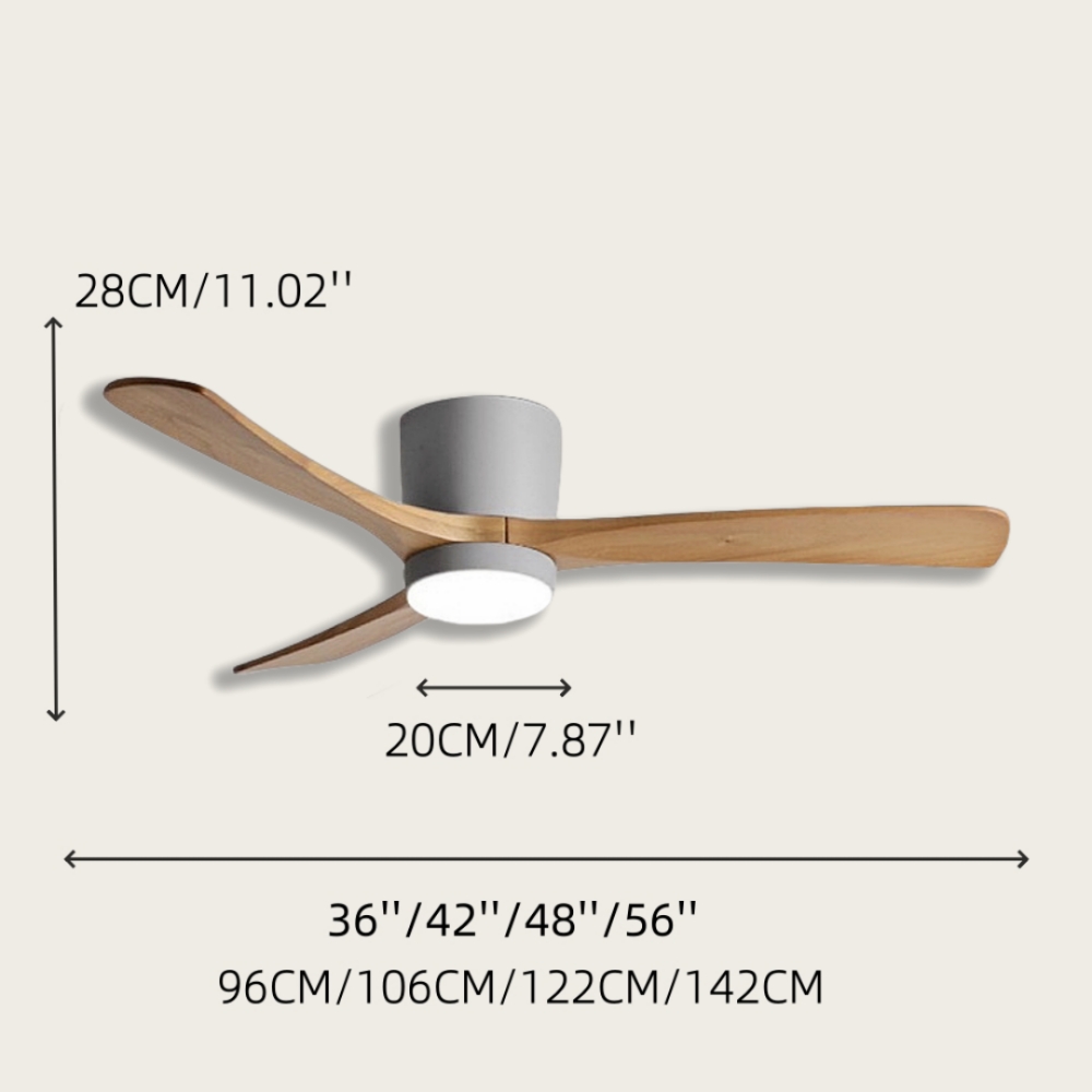 Nordic Style Solid Wood Ceiling Fan Light Variable Frequency Adjustable Speed Living Room Light