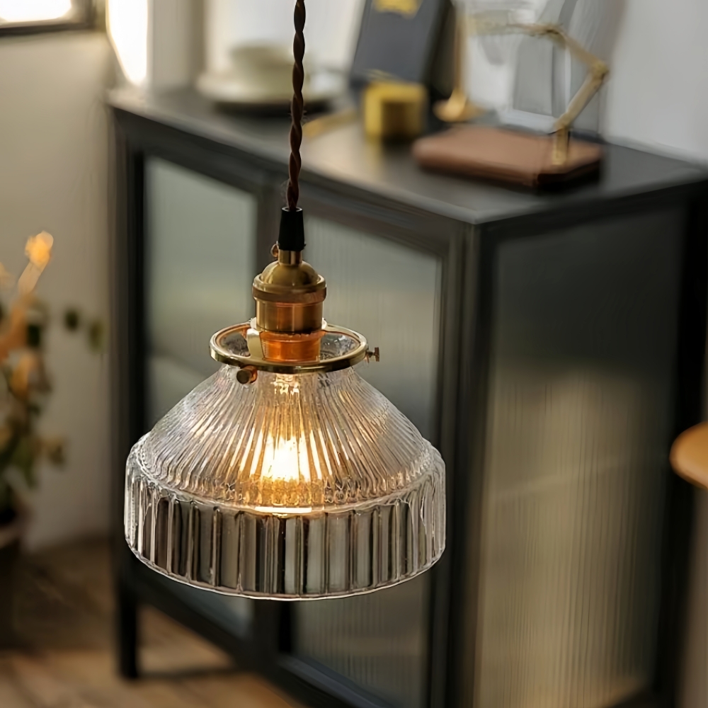 Nordic Retro Brass Glass Chandelier Creative Coffee Shop Bedroom Lighting