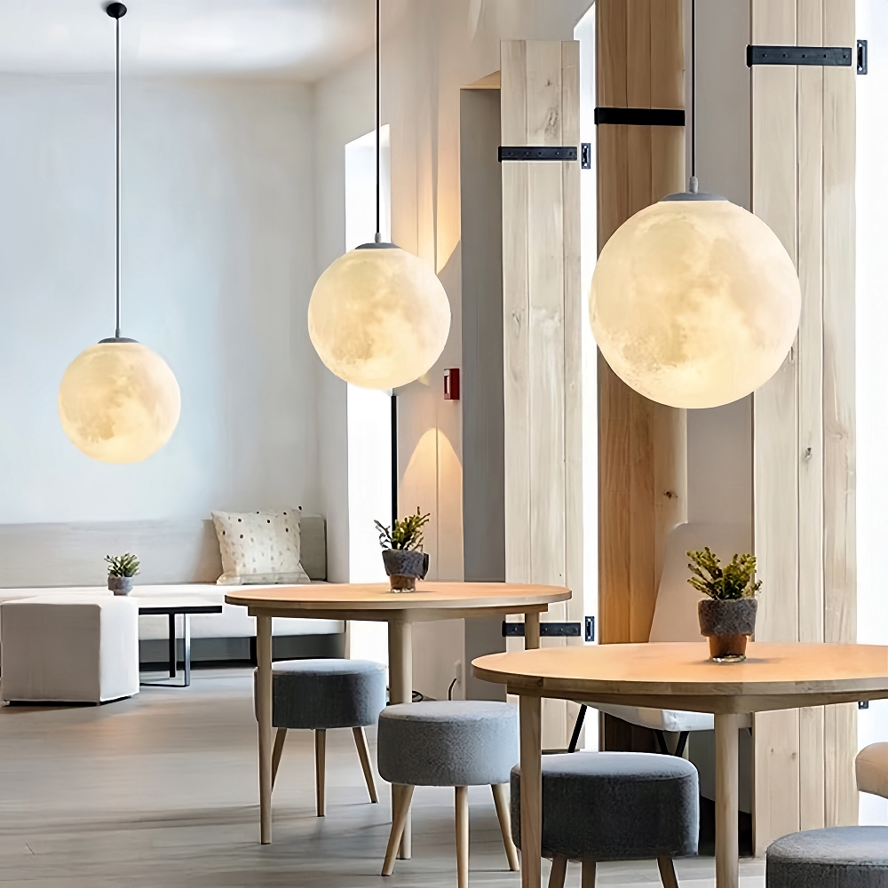 Quality Extra Large Moon Resin Globe Chandelier Nordic Ball Planet Restaurant Pendant Light