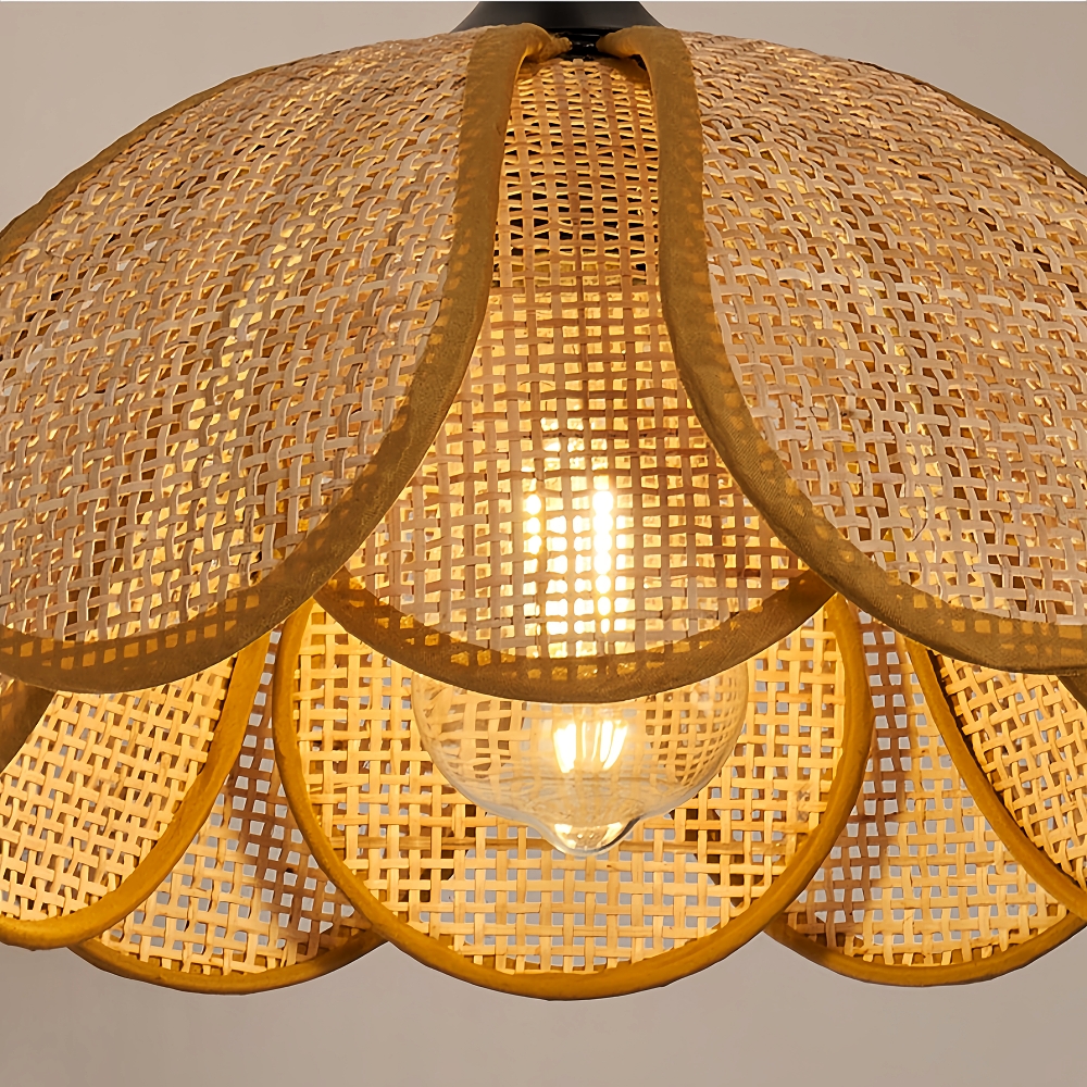 Japanese Wabi Sabi Style Rattan Woven Petal Wall Lamp