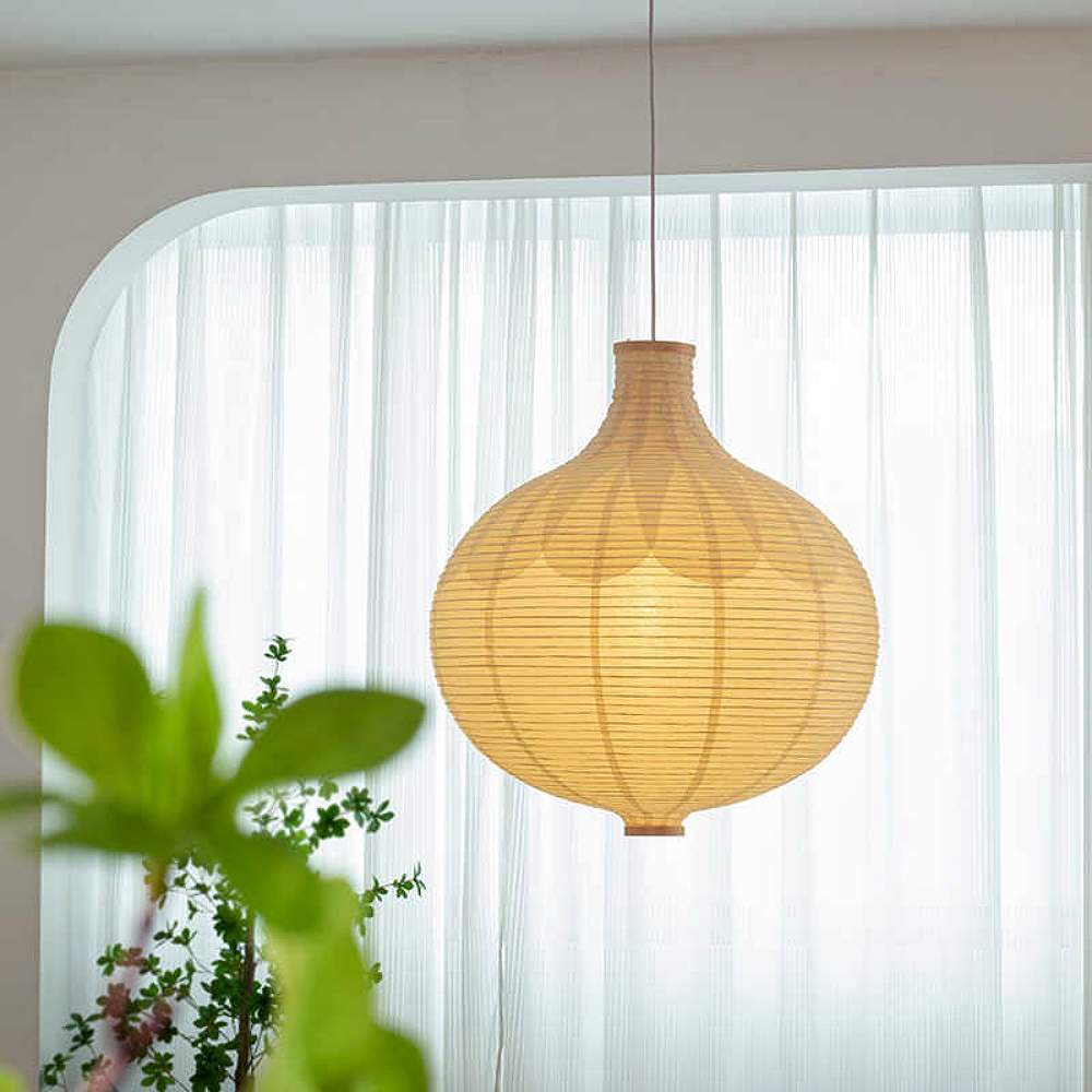 Japanese Wabi Sabi Style Paper Art Onion Shaped Handmade Pendant Light