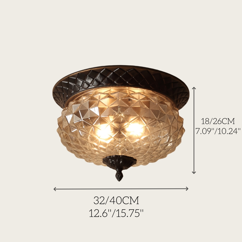 Vintage Entrance Light Corrugated Glass Ceiling Light
