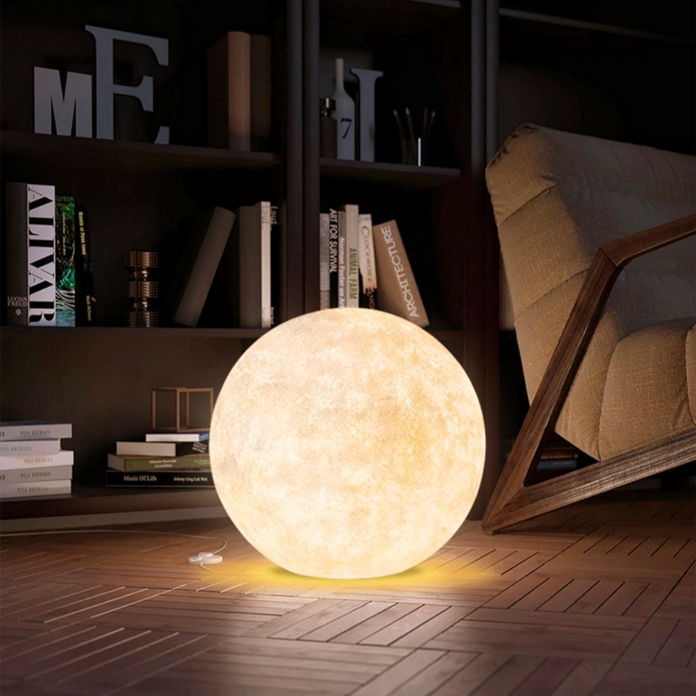 Nordic Creative Indoor&Outdoor Waterproof Resin Fiber Art Moonlight Floor Lamp