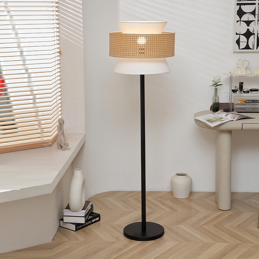 Nordic Minimalist Rattan Woven Fabric Floor Lamp