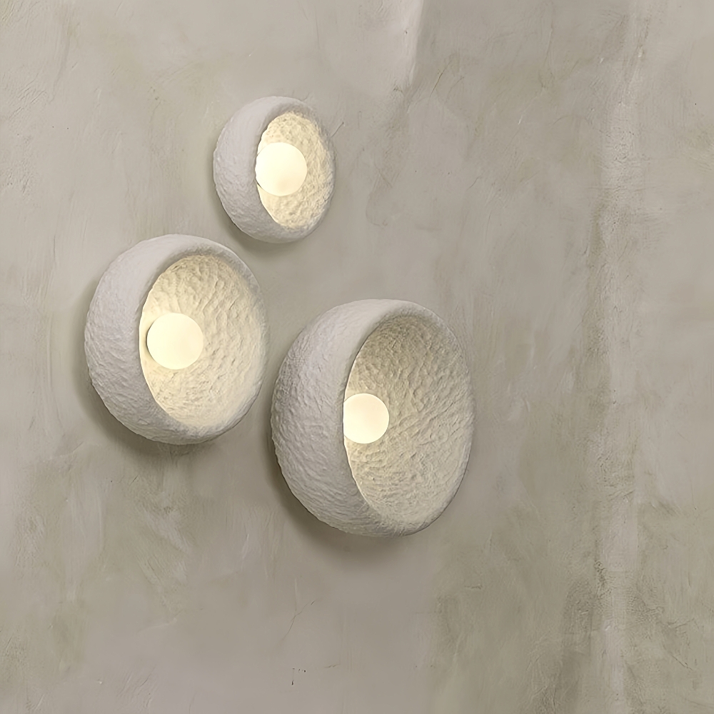 Wabi Sabi Style Retro White Resin Frosted Texture Wall Lamp