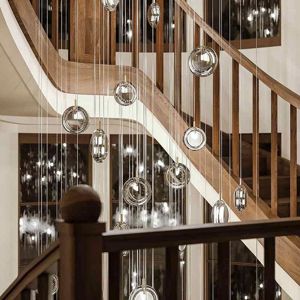 Modern Minimalist Restaurant Bar Counter Staircase Single Head Glass Chandelier