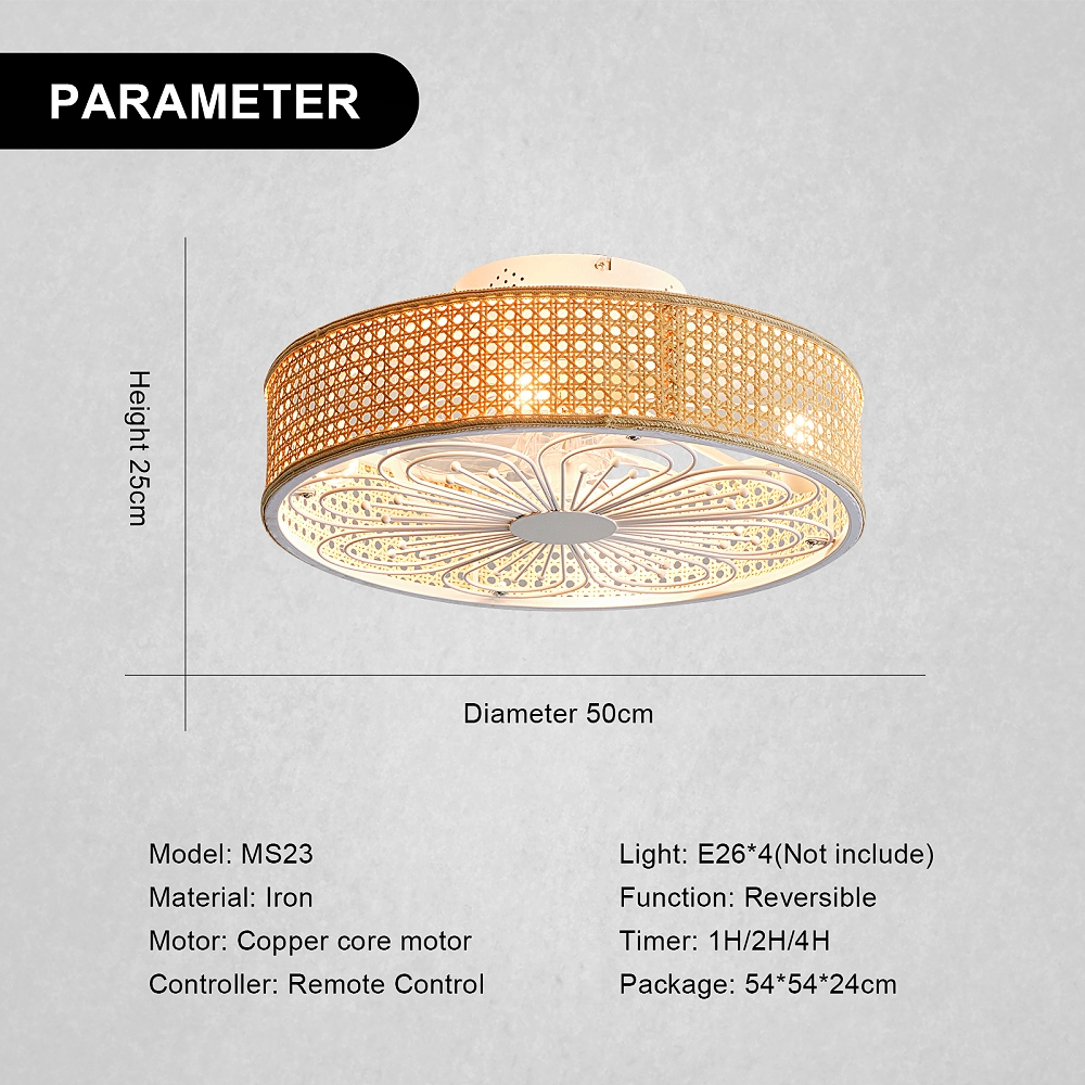 Japanese Retro Rattan Fan Ceiling Light