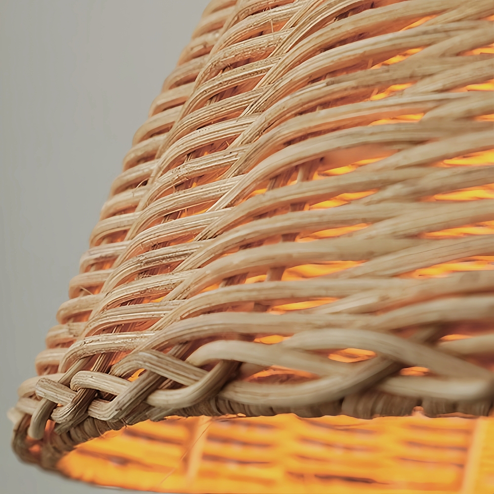 Wabi Sabi Style Dark Handmade Rattan Bird's Nest Shaped Pendant Light