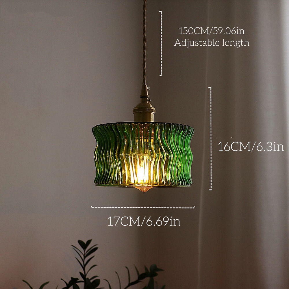 Japanese retro brass bark patterned glass chandelier