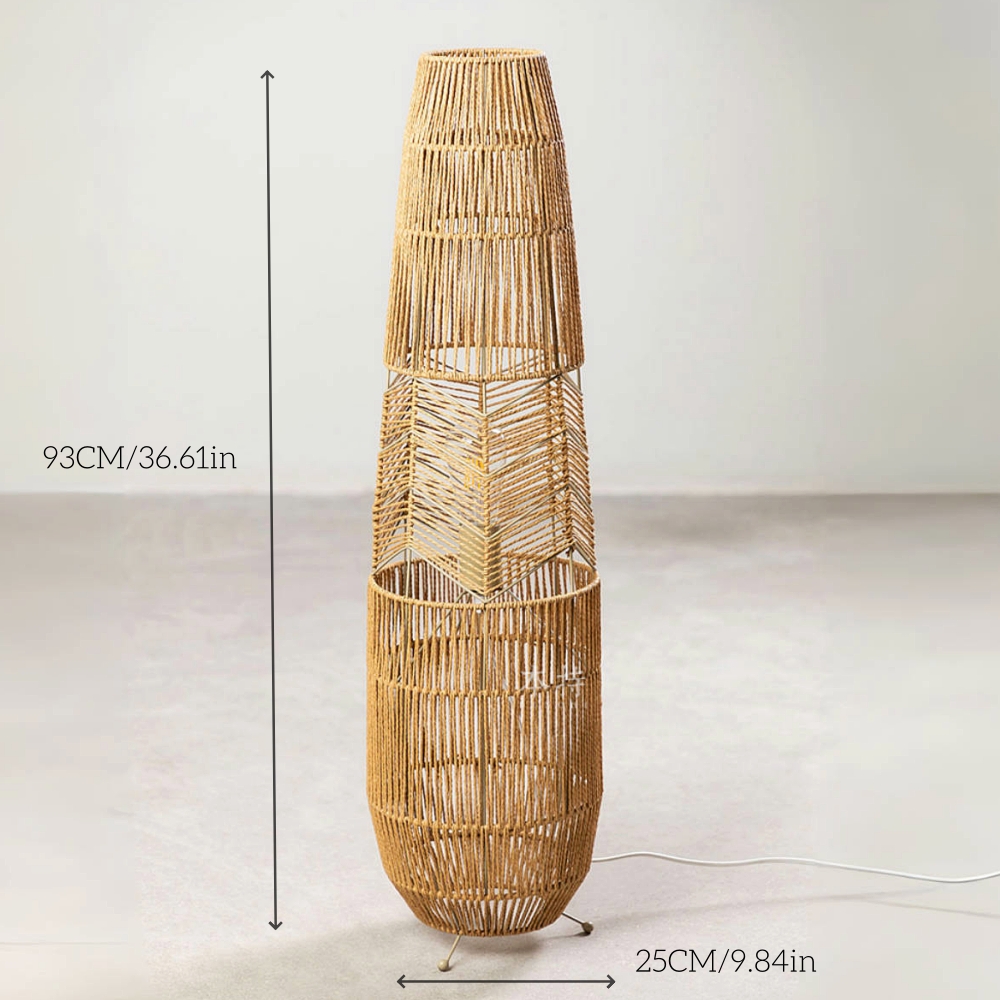 Wabi Sabi Style Handmade Woven Rope Woven Floor Lamp