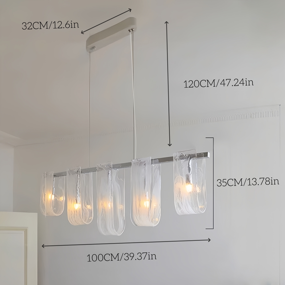 French style cloud glass restaurant pendant light island platform straight strip artistic light