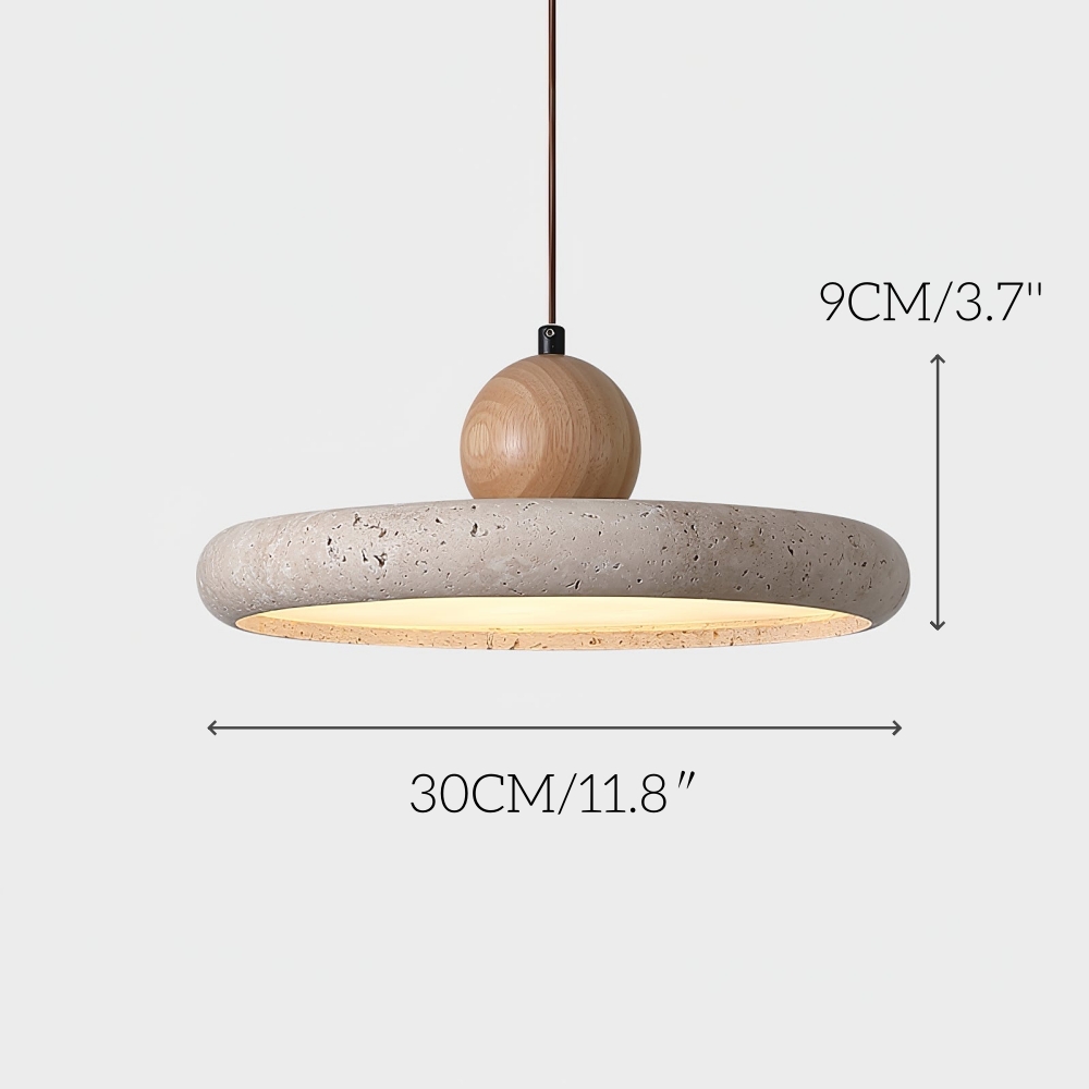 Wabi Sabi Style Yellow Cave Stone Circular Creative Pendant Light