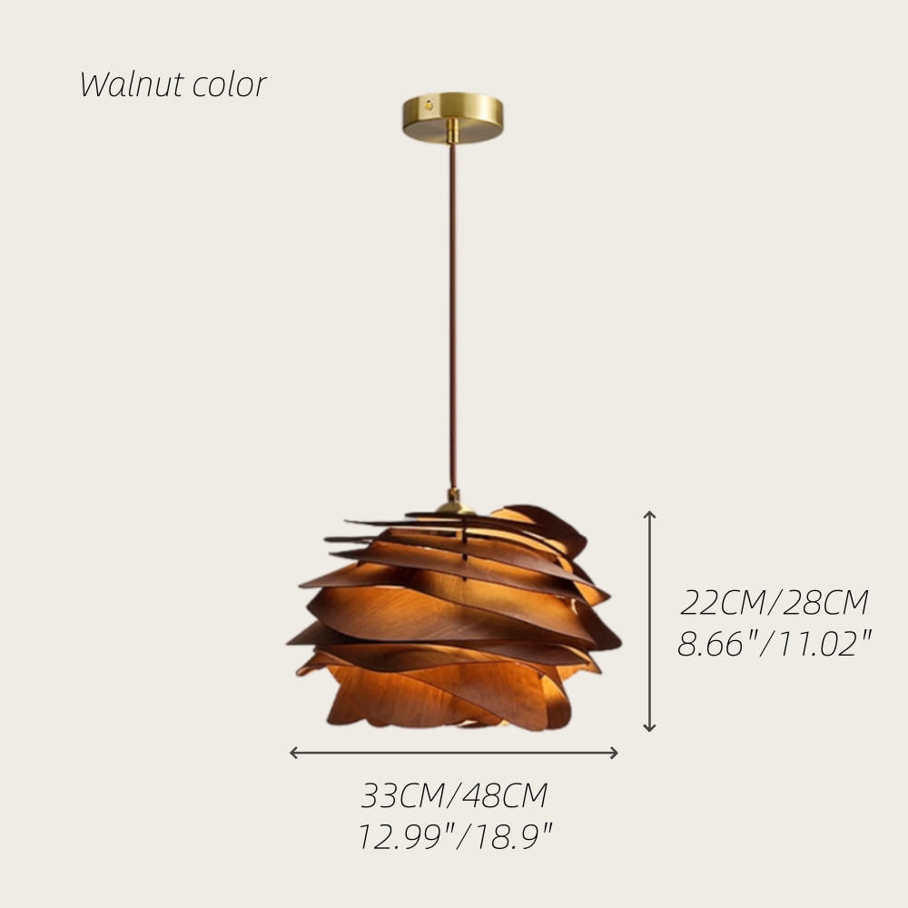 Wabi Sabi Artisanal Retro Rose Shape Solid Wood Pendant Light