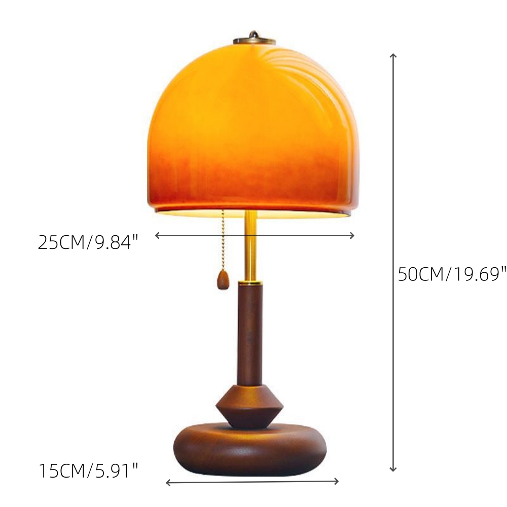 Vintage Glass-Decorated Solid Wood Sunset Table Lamp