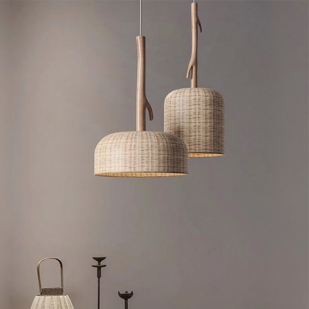 Wabi-Sabi Style Rattan Woven Combination Pendant Light