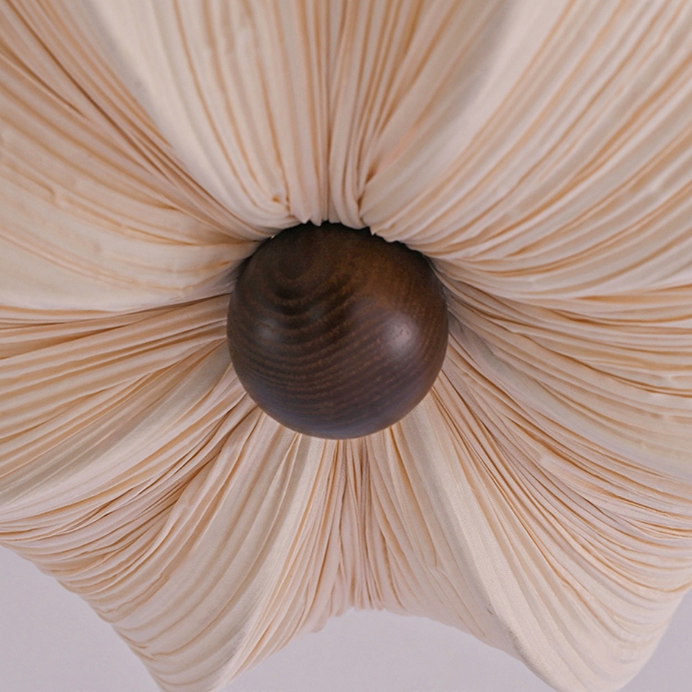 French Retro Fabric Petal Ceiling Light Vintage Flush Mount