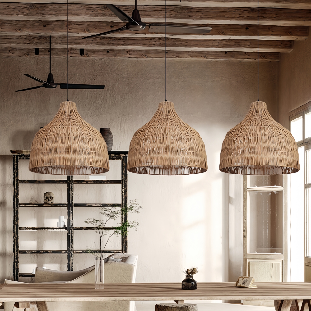 Japanese Retro Rattan Pendant Light Rustic Pastoral Charm