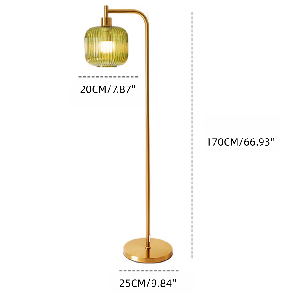 Vintage Green Glass Floor Lamp Water Ripple Light Shadow Effect