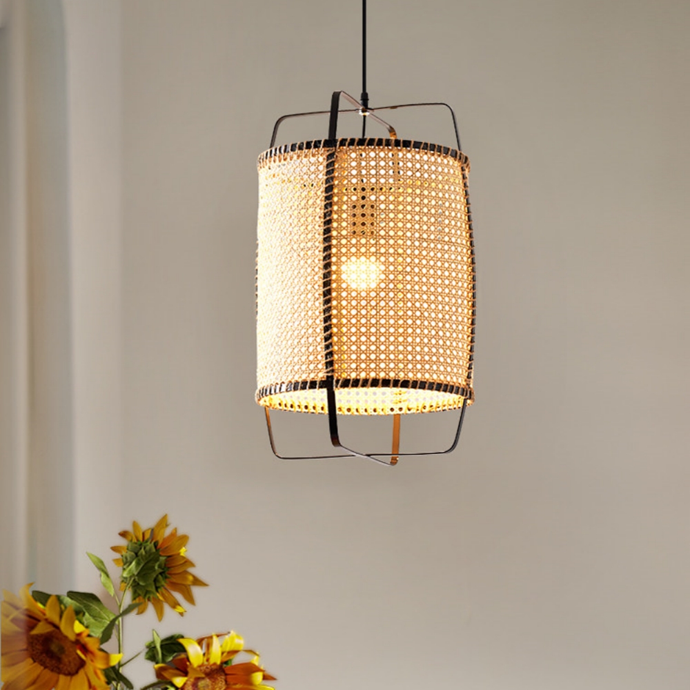 Wabi-Sabi Style Rattan Cane Pendant Light
