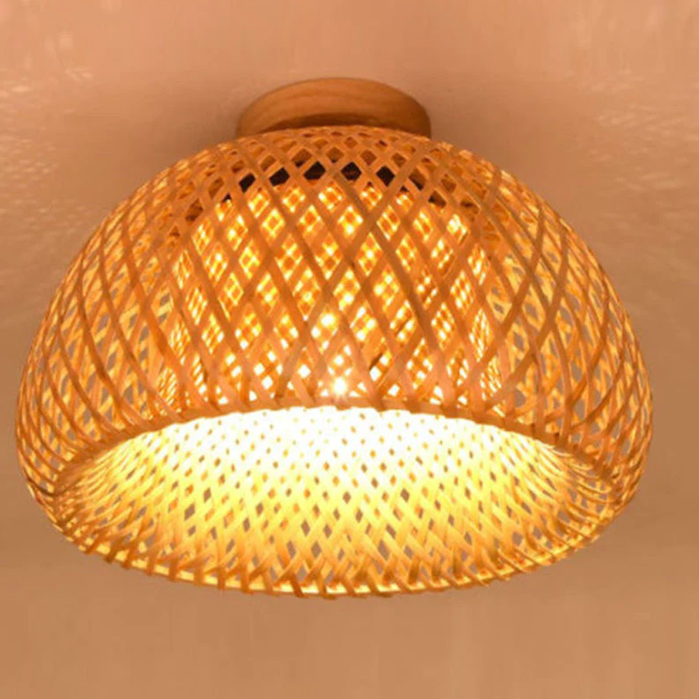 Handwoven Bamboo Ceiling Light Shade Flush Mount Lamp