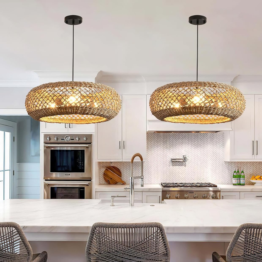 Boho Style Vintage Seagrass Pendant Light