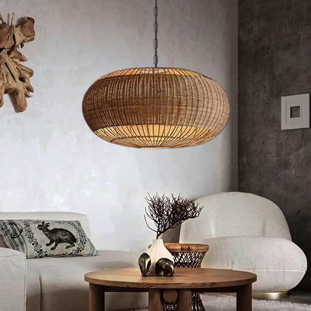 Eco-Friendly Rattan Pendant Light for Living Room Wabi-sabi Style