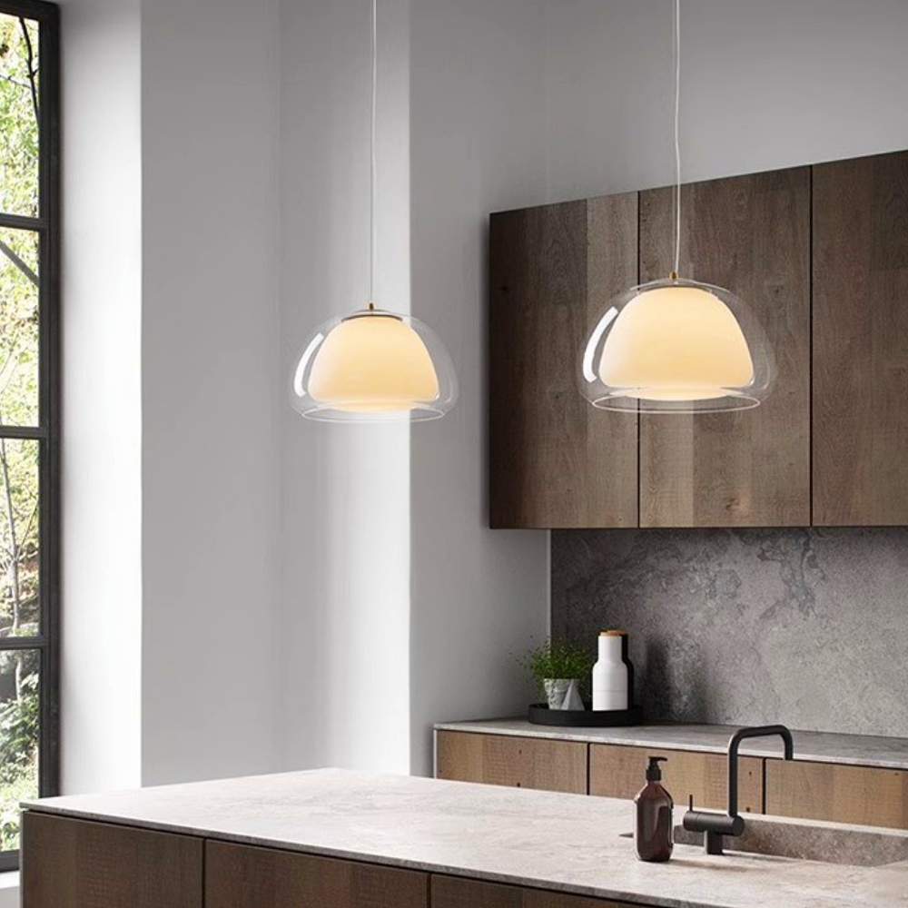 Modern Organic Glass Dome Pendant Light