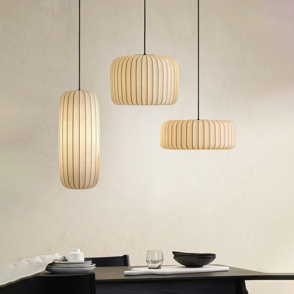 Wabi-Sabi Style Japanese Simple Fabric Pendant Lights Living Room Combination Lamps