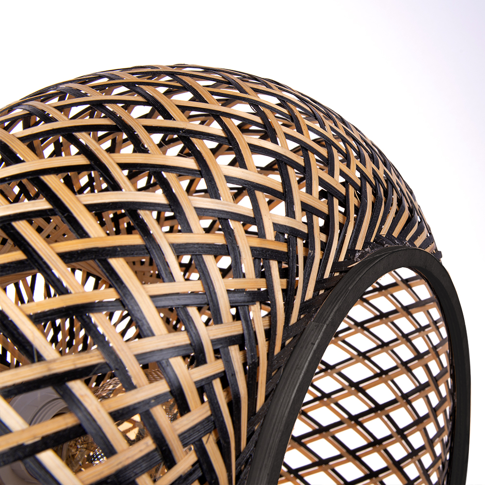 Dining Room Round Black Bamboo Pendant Chandelier Kitchen Decor Lighting