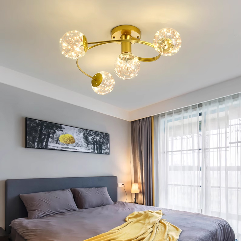 Nordic luxury star string chandelier glass bubble pendant lighting living room glass ball lamps