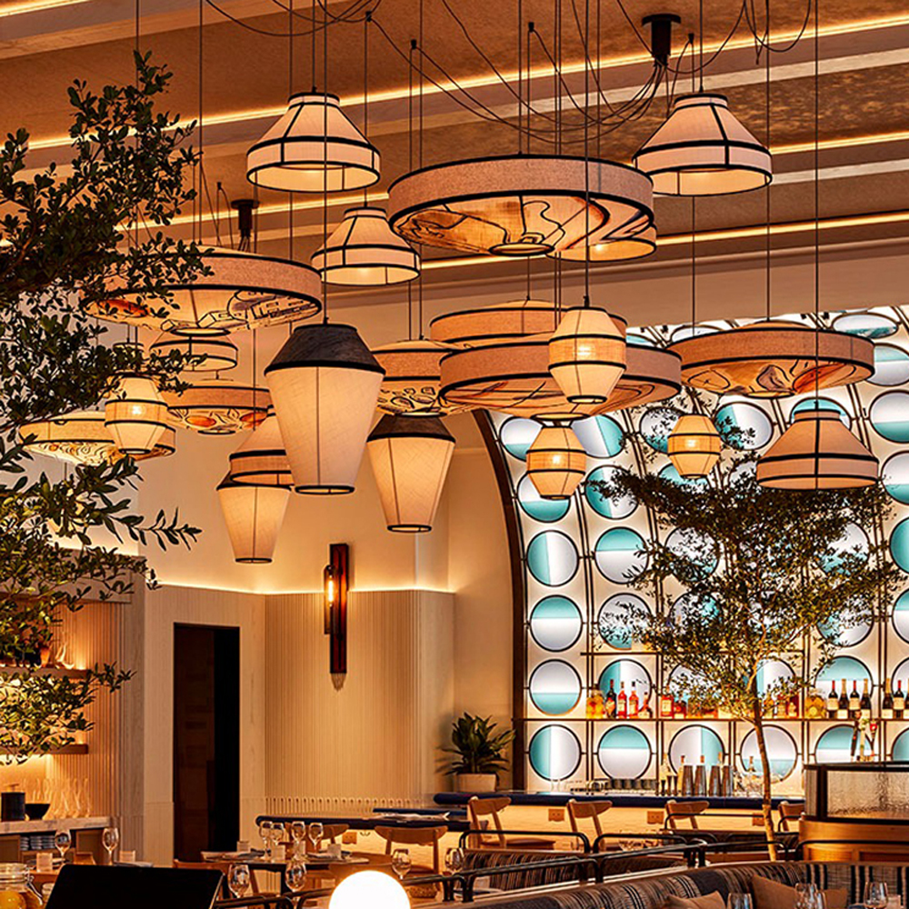 Japanese Restaurant Fabric Pendant Chandelier Designer New Chinese Style B&B Loft Living Room Wabi-sabi Lamp Fixture