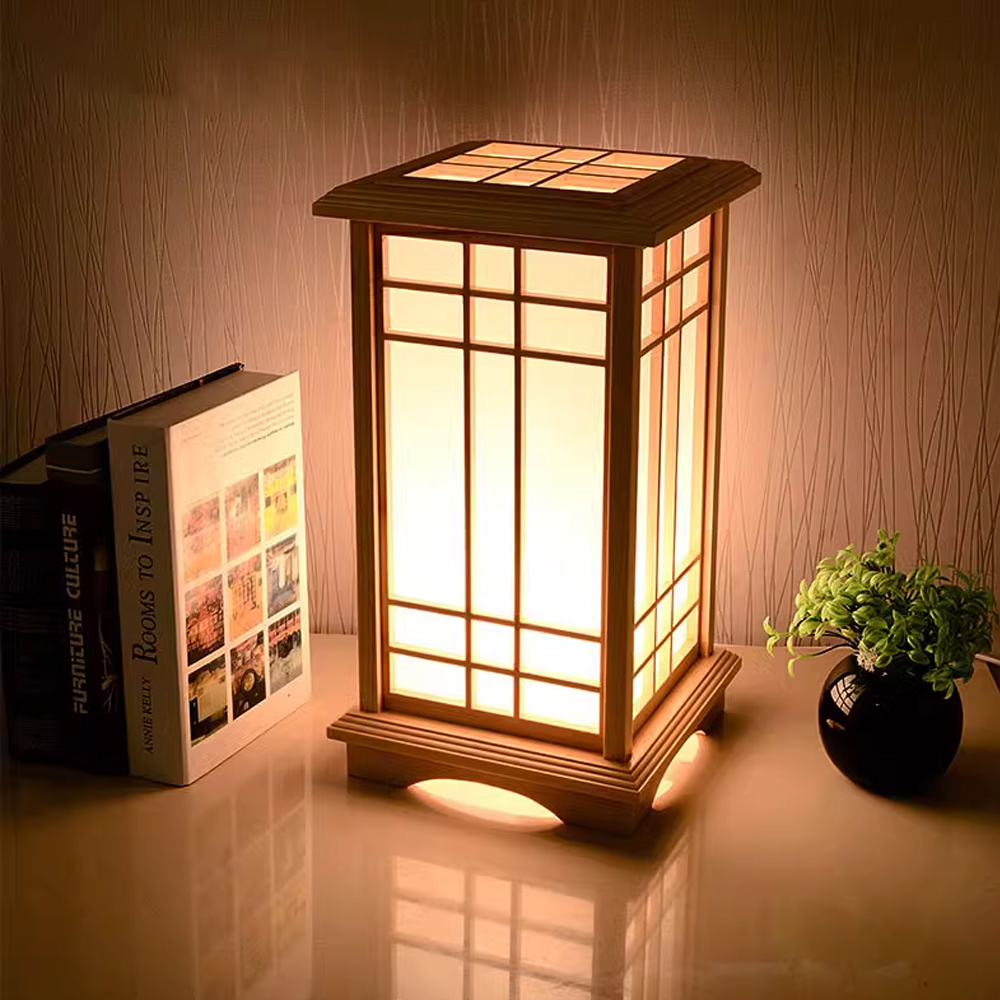 Japanese Floor Lamp Wood Tatami Table Lamp For Bedroom