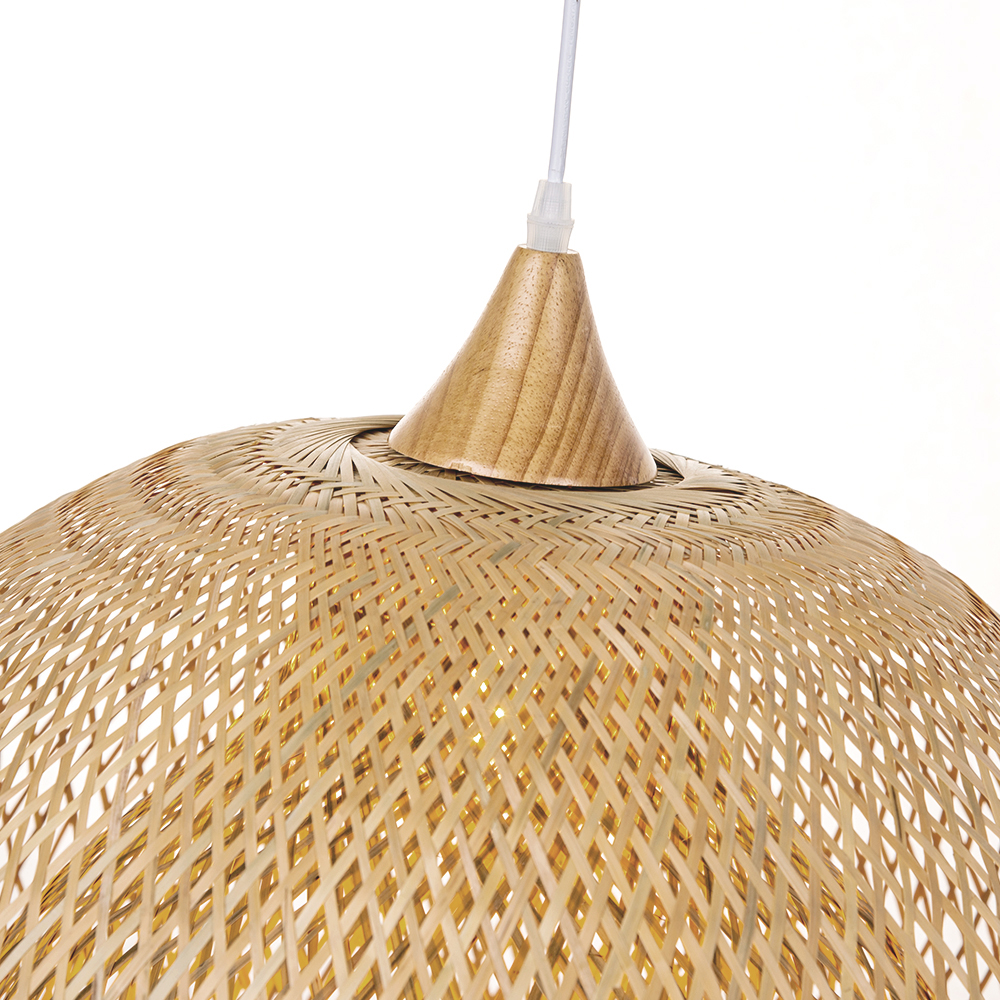 Japandi Home Decor Bamboo Ceiling Lamp Woven Rustic Pendant Lighting