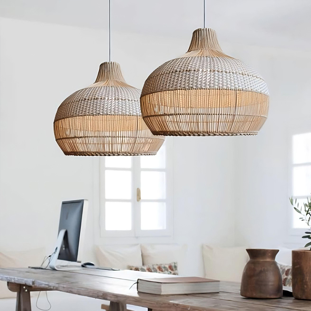 Handwoven Rattan Kitchen Island Pendant Lighting