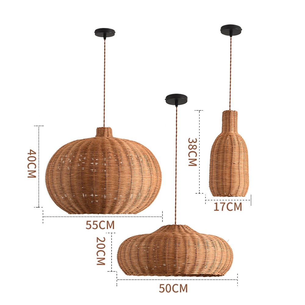 Wabi-sabi Rattan Hanging Light Bird's Nest Hand-woven Retro Lampshade